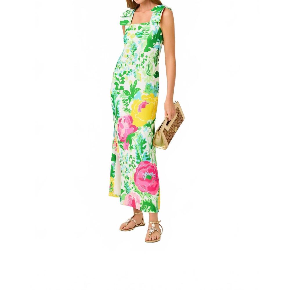 NEW LILLY PULITZER bernice maxi dress in multi poppy party engineered woven - Picture 6 of 8